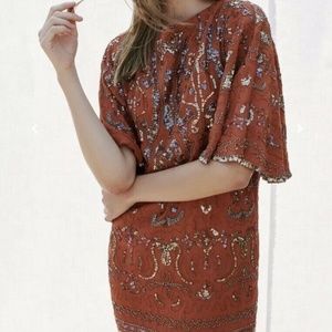 Free People Bali Light My Fire Mini Dress (Brick, XS)